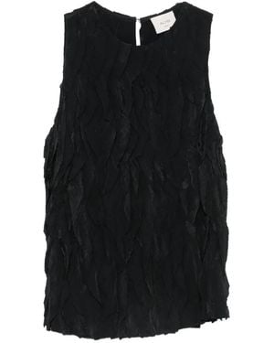 Alysi Feather-Effect Sleeveless Blouse - Black