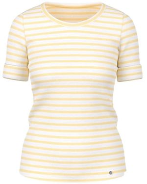 Marc Cain Striped Cuffed T-Shirt - Natural