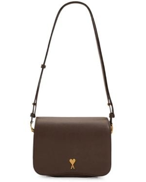 Ami Paris Ami De Coeur Leather Shoulder Bag - Brown