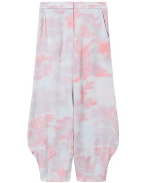 Giorgio Armani Abstract-Print Silk Trousers - White