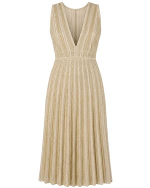 Missoni Metallic-Thread Pleated Midi Dress - Natural