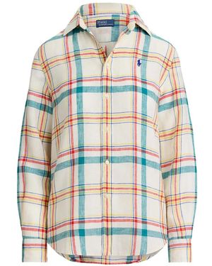 Polo Ralph Lauren Check-Pattern Linen Shirt - White