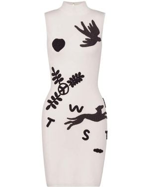 Moschino Embroidered Knitted Minidress - Natural