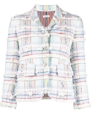 Thom Browne Pouf Tweed Checked Blazer - White