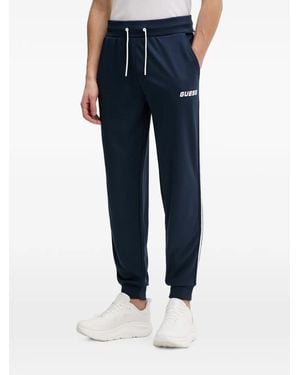Guess Lansa Side-Stripe Logo-Print Track Pants - Blue