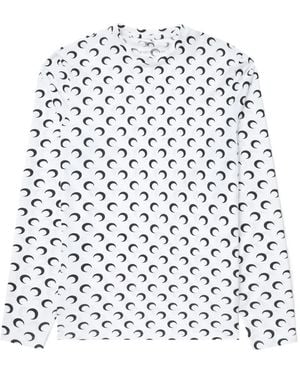 Marine Serre Regenerated Moon-Print Long-Sleeve T-Shirt - White