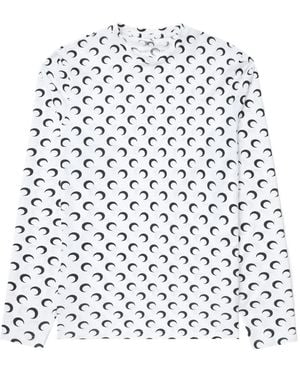 Marine Serre Regenerated Moon-Print Long-Sleeve T-Shirt - White