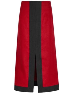 LIBEROWE Ruth Panelled Slit-Detail Midi Skirt - Red