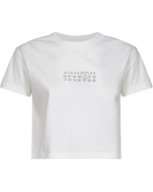 MM6 by Maison Martin Margiela ナンバーモチーフ クロップド Tシャツ - ホワイト
