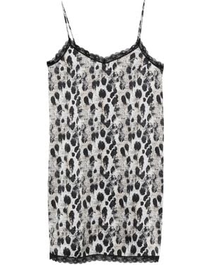 R13 Lace-Trim Leopard-Print Mini Dress - Natural