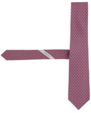 Ferragamo Gancini-Pattern Silk Tie - Purple