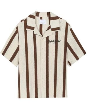 Only the Blind Crochet-Knit Striped Shirt - White
