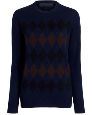 Proenza Schouler Diamond-Pattern Merino Wool-Silk Blend Jumper - Blue