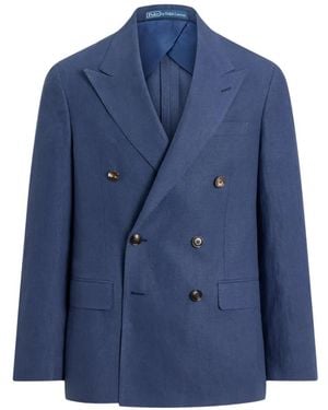 Polo Ralph Lauren Double-Breasted Linen Jacket - Blue