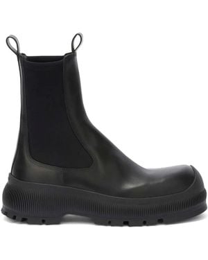 Jil Sander Slip-On Ankle Boots With Embossed Logo - Black