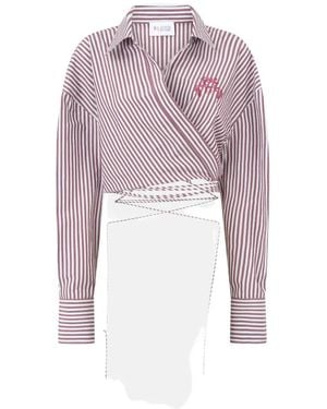 The Attico Striped Wrap-Effect Blouse - Pink
