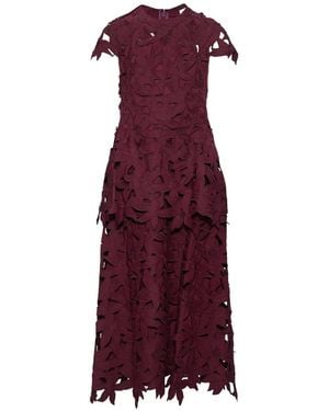 Jonathan Simkhai Vestido Midi Joanna A Capas Con Aberturas Florales - Morado
