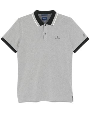 GANT Embroidered-Logo Polo Shirt - Grey