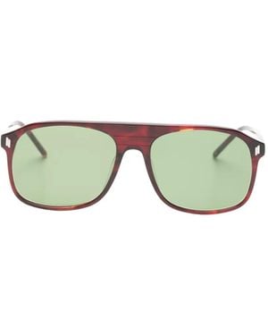 Lesca Club Pilot-Frame Sunglasses - Green