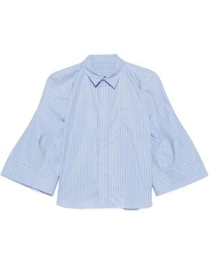 Sacai Vertical-Stripe Flared-Sleeve Shirt - Blue