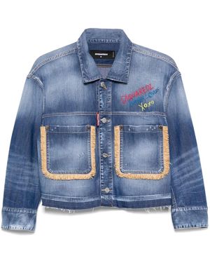 DSquared² 'Raphia' Maxi Jean Jacket - Blue