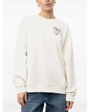 HUGO Cherry-Blossom-Print Sweatshirt - White