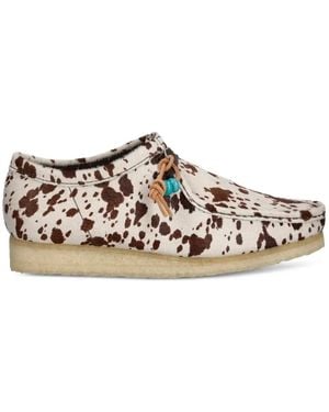 Clarks Wallabee Cow-Print Derby Shoes - White