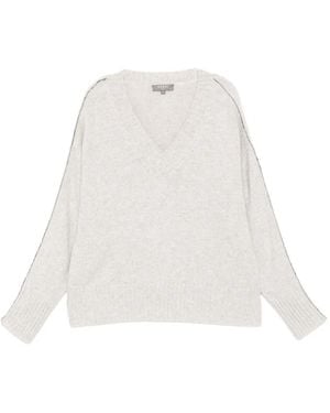 N.Peal Cashmere Metal-Trim V-Neck Jumper - White