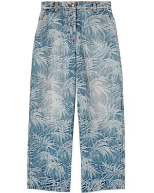 Palm Angels Palm Tree-Print Jeans - Blue