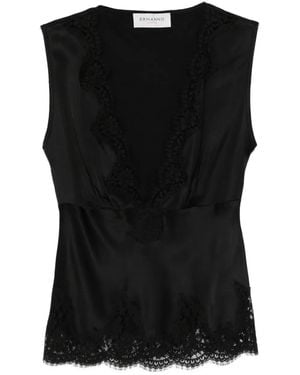 ERMANNO FIRENZE Lace-Trim Sleeveless Top - Black
