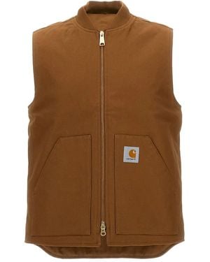 Carhartt Gilet En Coton À Fermeture Zippée - Marron