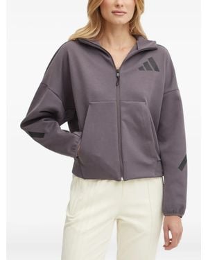 adidas Logo-Detail Zip-Up Hoodie - Purple