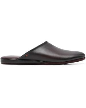 Santoni Slip-On Round-Toe Slippers - Red