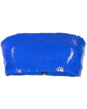 David Koma Sequin-Embellished Strapless Crop Top - Blue