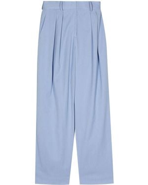 STAUD Wide-Leg Pleated Trousers - Blue