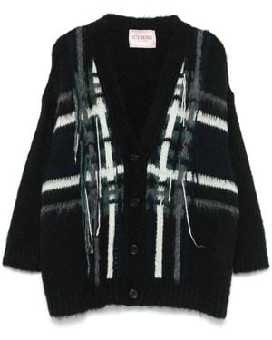 Iceberg Check-Pattern Cardigan - Black