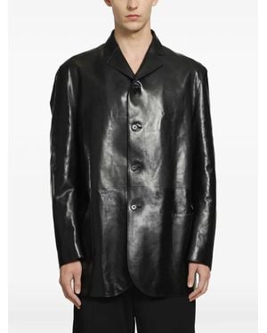 Jil Sander Button-Up Leather Jacket - Black