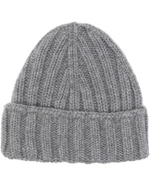Dell'Oglio Ribbed Beanie Hat - Gray
