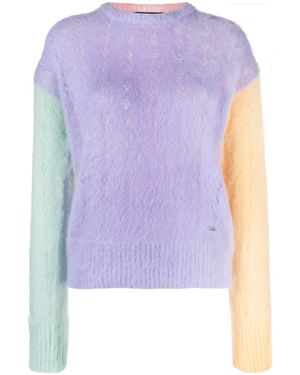 DSquared² Pull En Maille Torsadée À Design Colour Block - Violet