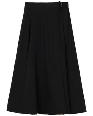 Burberry Wool Twill Midi Skirt - Black