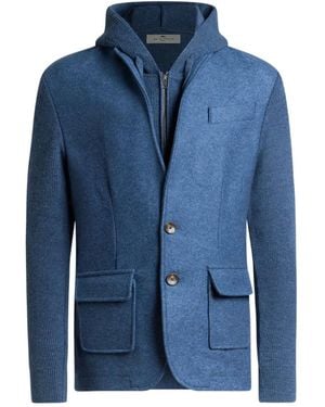Etro Wool Jacket With Removable Hood And Bib - Blue