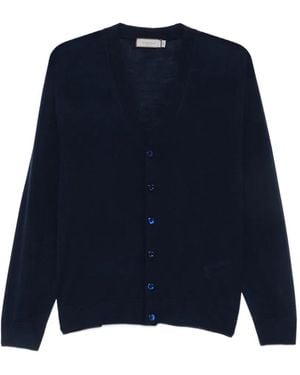 Canali Button-Fastening V-Neck Cardigan - Blue