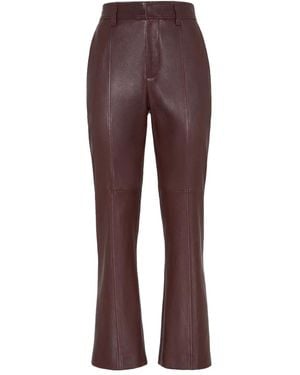 Brunello Cucinelli Leather Flared Pants - Purple