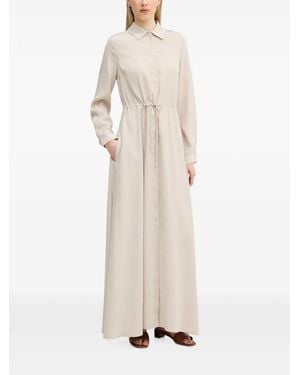 GAUDI Drawstring-Waist Button-Up Maxi Dress - Natural