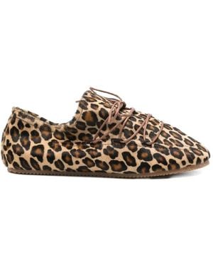 RIEN STUDIO Leopard-Print Lace-Up Calf-Hair Sneakers - Brown