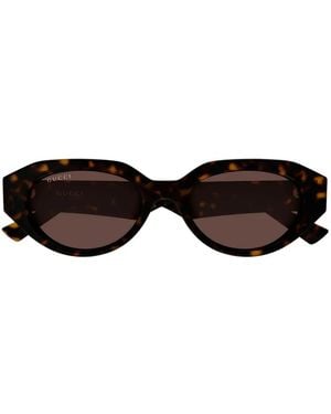 Gucci Geometric-Frame Sunglasses - Brown