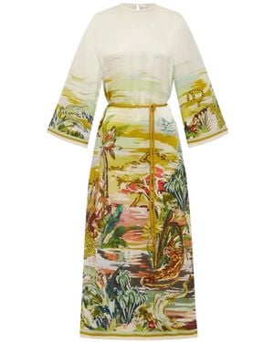 ALÉMAIS Jungle Boogie Graphic-Print Midi Dress - White