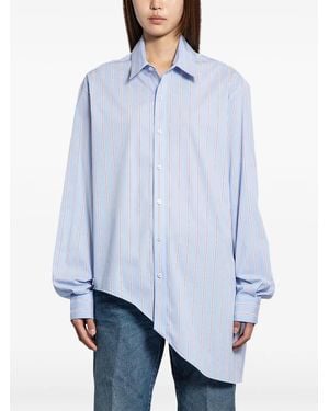 Ssheena Asymmetric Poplin Shirt - Blue
