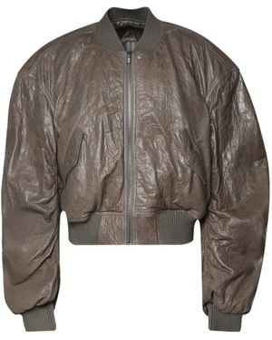 Rick Owens Secchia Flight Leather Bomber Jacket - Brown