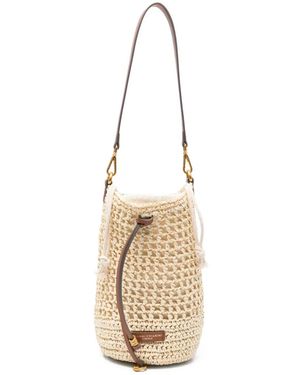 Gianni Chiarini Straw-Weave Drawstring Shoulder Bag - Metallic
